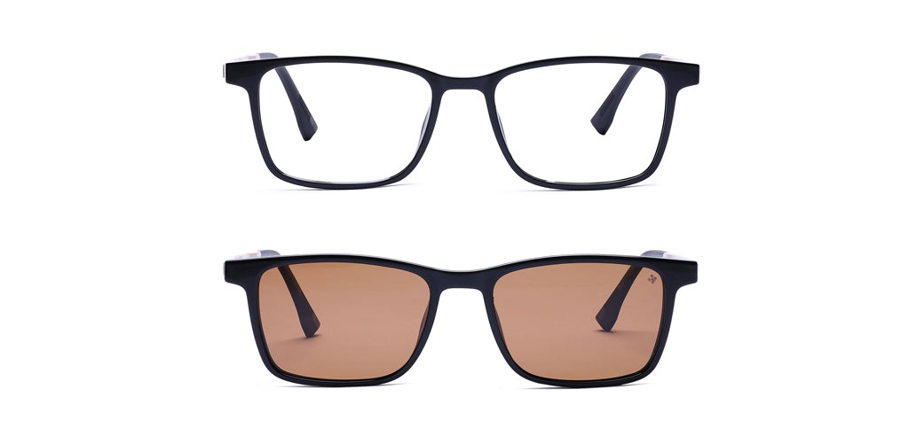 Happster Clipon Unisex Eyeglasses Full Frame Clipon Rectangle Medium 51 Ultem SM WX6501