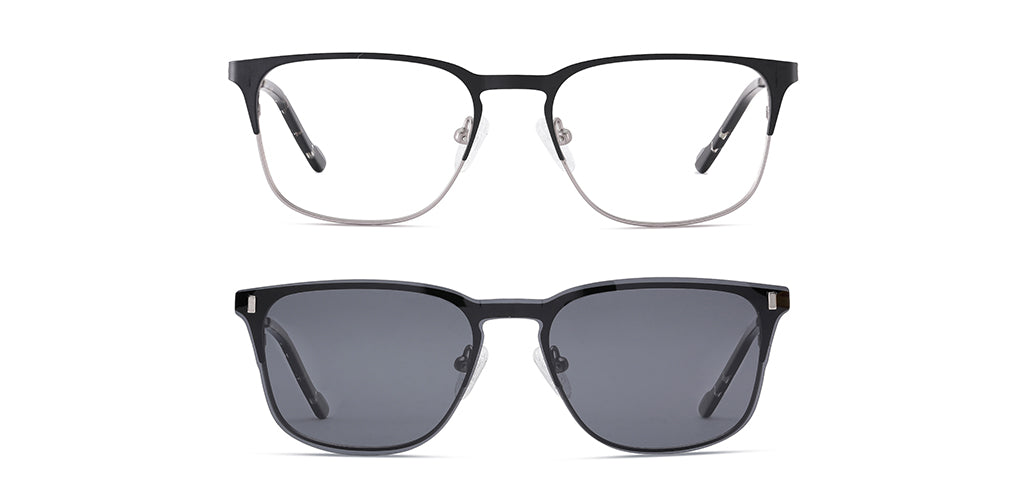 Happster Clipon Unisex Eyeglasses Full_Frame Square Medium 50 Metal SM XJ5102