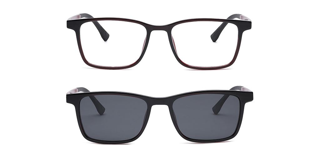 Happster Clipon Unisex Eyeglasses Full Frame Clipon Rectangle Medium 51 Ultem SM WX6501