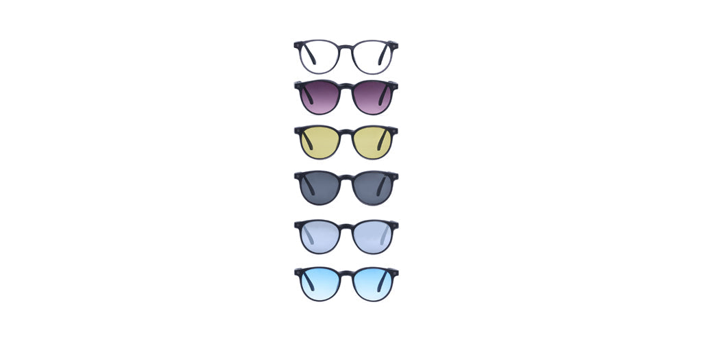 Happster Clipon Unisex Eyeglasses Full Frame Round Medium 49 TR90 SM SE2254 (5 in 1)