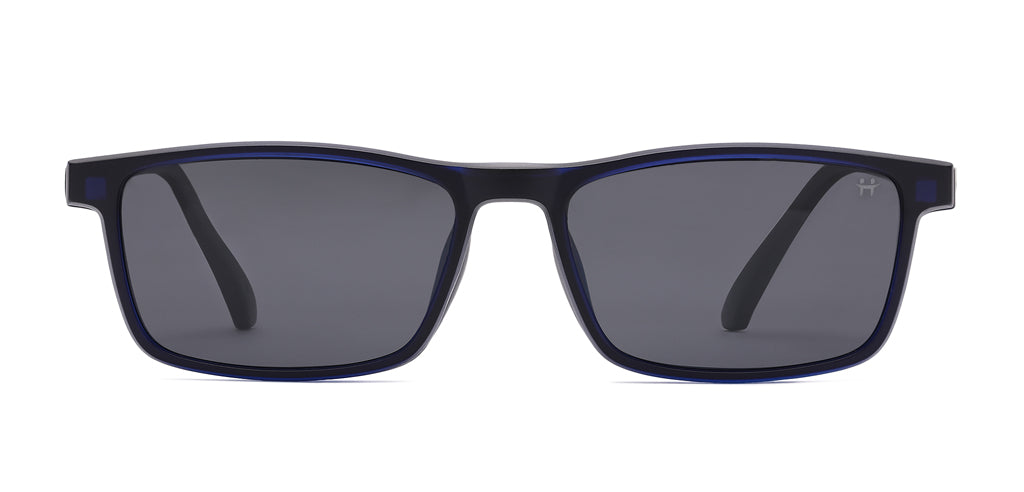 Happster Clipon Unisex Eyeglasses Full Frame Rectangle Large 53 TR90 SM SE2253 (5 in 1)