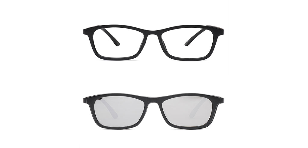 Happster Clipon Unisex Eyeglasses Full Frame Rectangle Large 51 TR90 SM AM2248 (4 in 1)