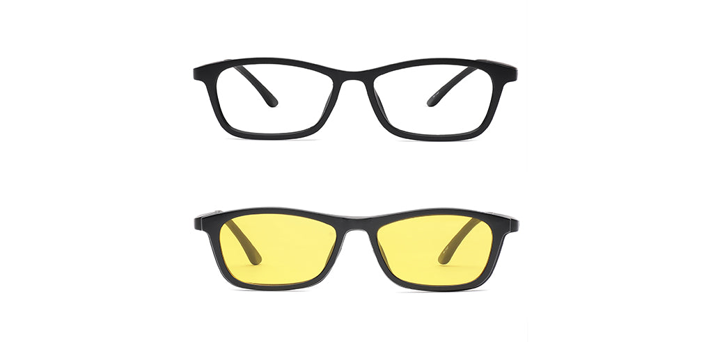 Happster Clipon Unisex Eyeglasses Full Frame Rectangle Large 51 TR90 SM AM2248 (4 in 1)