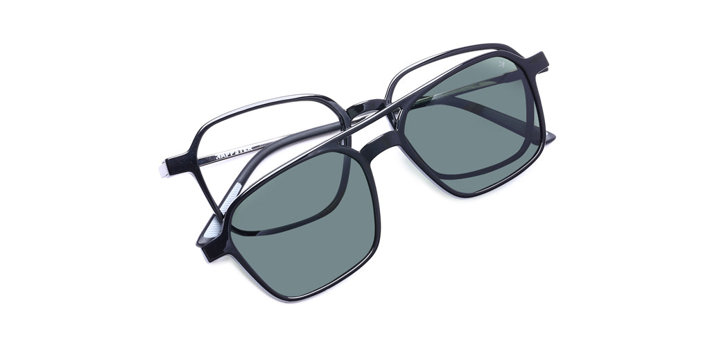 Happster Clipon Unisex Eyeglasses Full Frame Clipon Geometric Medium 51 Ultem SM WX6500