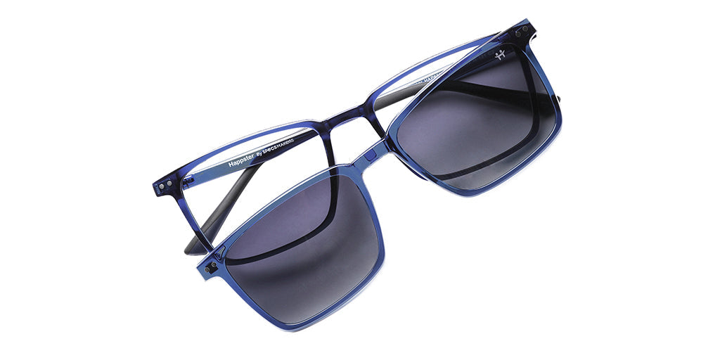 Happster Clipon Unisex Eyeglasses Full Frame Clipon Square Large 52 Ultem SM SE6502