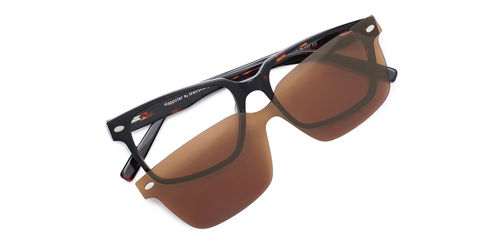 Happster Clipon Unisex Eyeglasses Full Frame Rectangle Medium 51 Acetate SM SW2328