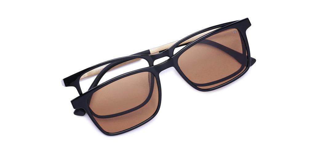 Happster Clipon Unisex Eyeglasses Full Frame Clipon Rectangle Medium 51 Ultem SM WX6501