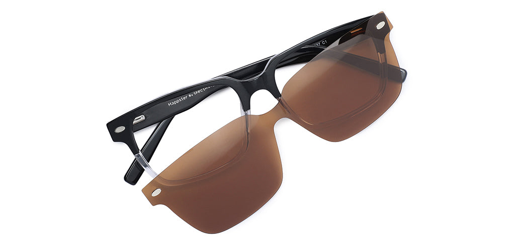 Happster Clipon Unisex Eyeglasses Full Frame Rectangle Medium 51 Acetate SM SW2328
