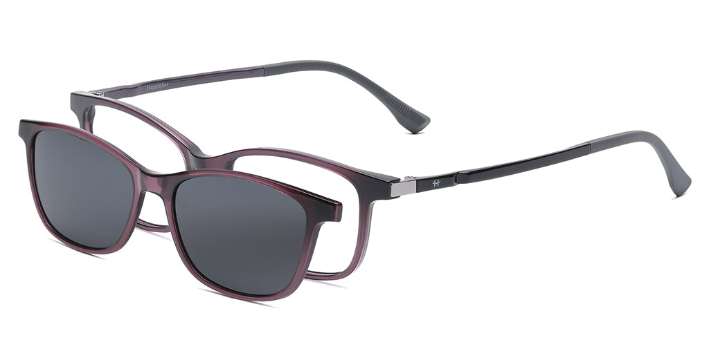 Happster Clipon Women Eyeglasses Full Frame Cateye Large 52 Ultem SM WX6508