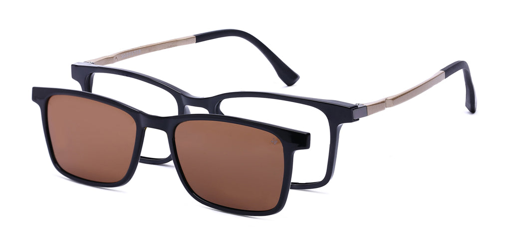 Happster Clipon Unisex Eyeglasses Full Frame Clipon Rectangle Medium 51 Ultem SM WX6501