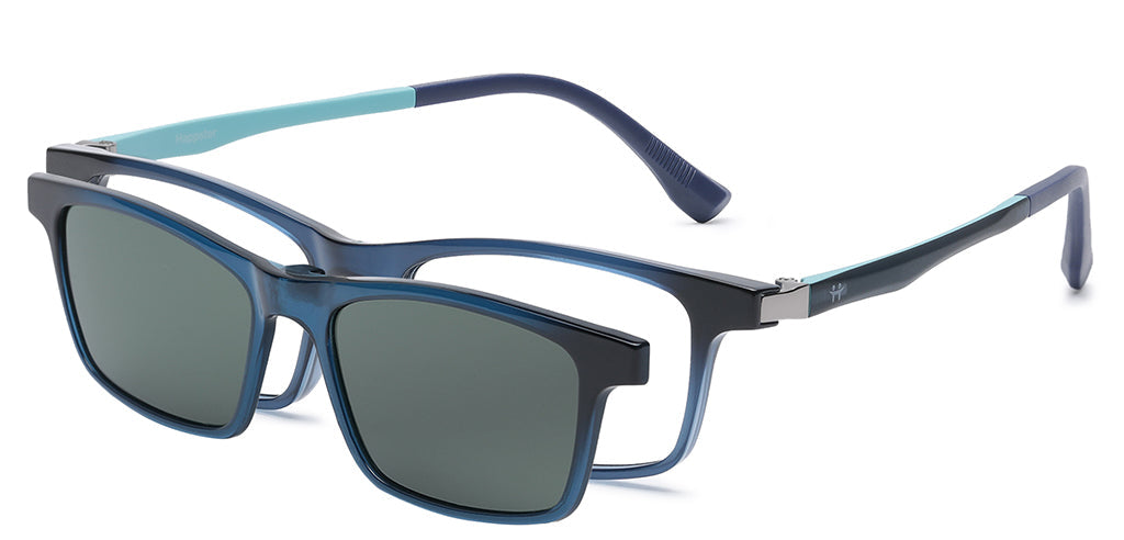 Happster Clipon Unisex Eyeglasses Full Frame Rectangle Medium 50 Ultem SM WX6507