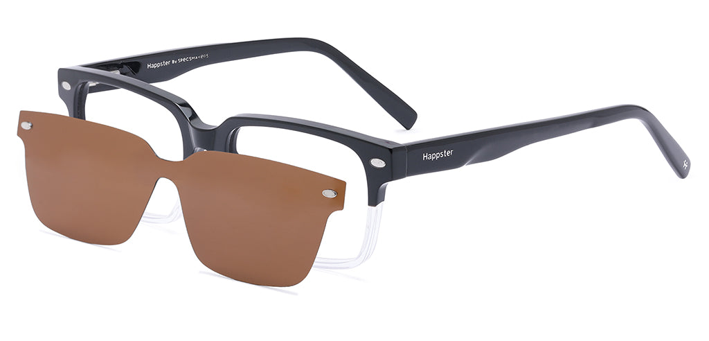 Happster Clipon Unisex Eyeglasses Full Frame Rectangle Medium 51 Acetate SM SW2328