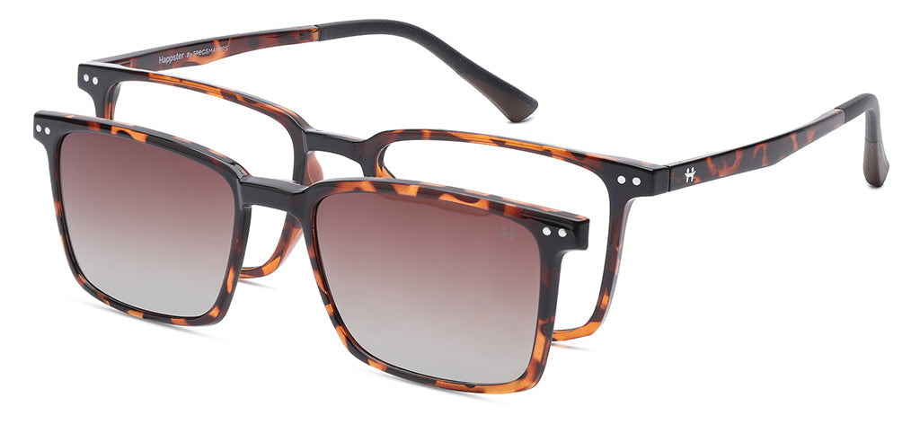 Happster Clipon Unisex Eyeglasses Full Frame Clipon Square Large 52 Ultem SM SE6502