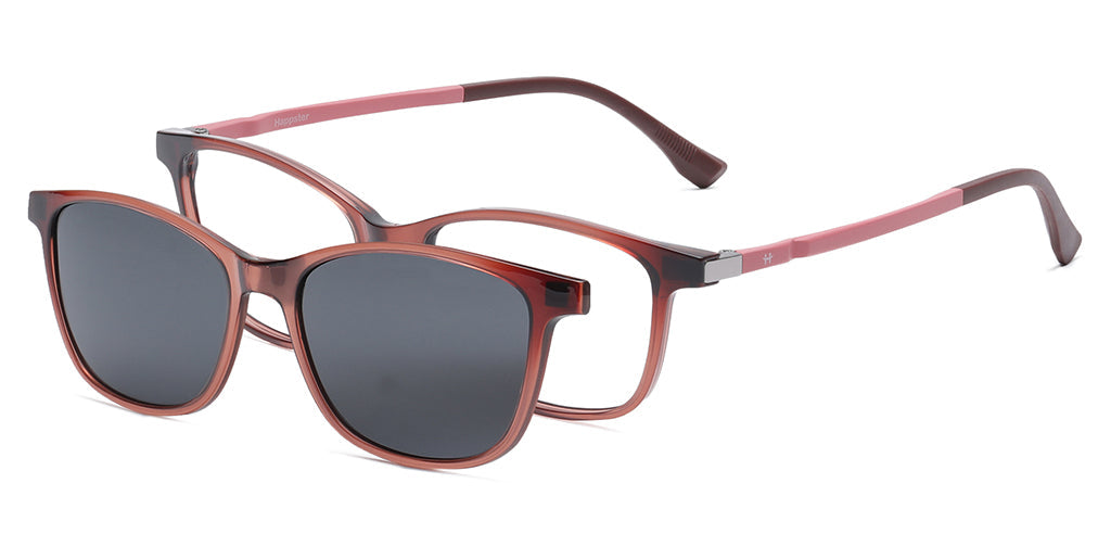 Happster Clipon Women Eyeglasses Full Frame Cateye Large 52 Ultem SM WX6508
