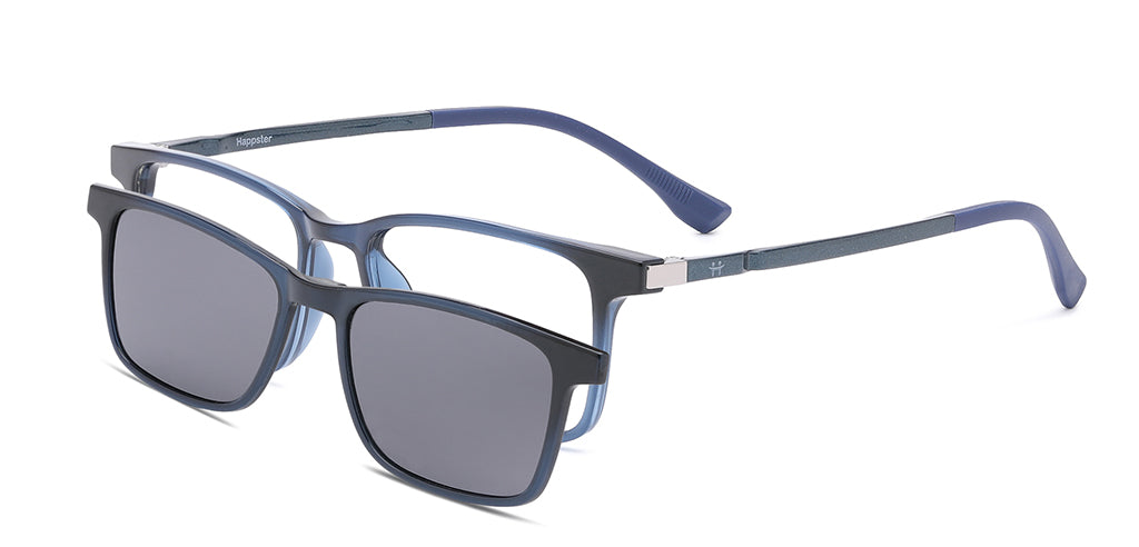 Happster Clipon Unisex Eyeglasses Full Frame Clipon Rectangle Medium 51 Ultem SM WX6501
