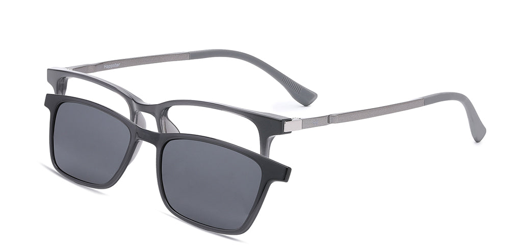 Happster Clipon Unisex Eyeglasses Full Frame Clipon Rectangle Medium 51 Ultem SM WX6501