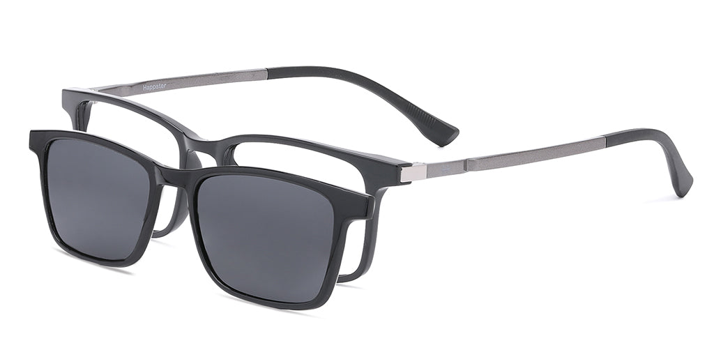Happster Clipon Unisex Eyeglasses Full Frame Clipon Rectangle Medium 51 Ultem SM WX6501
