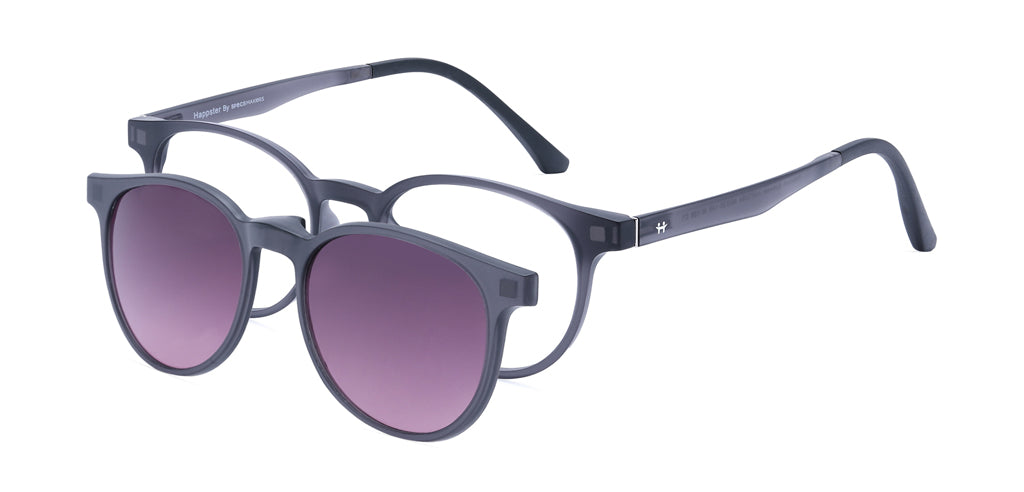 Happster Clipon Unisex Eyeglasses Full Frame Round Medium 49 TR90 SM SE2254 (5 in 1)