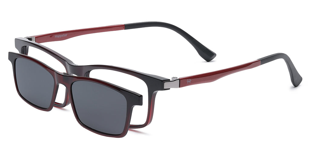 Happster Clipon Unisex Eyeglasses Full Frame Rectangle Medium 50 Ultem SM WX6507