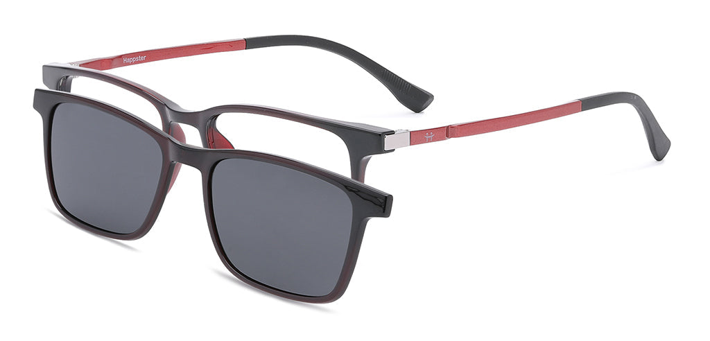Happster Clipon Unisex Eyeglasses Full Frame Clipon Rectangle Medium 51 Ultem SM WX6501