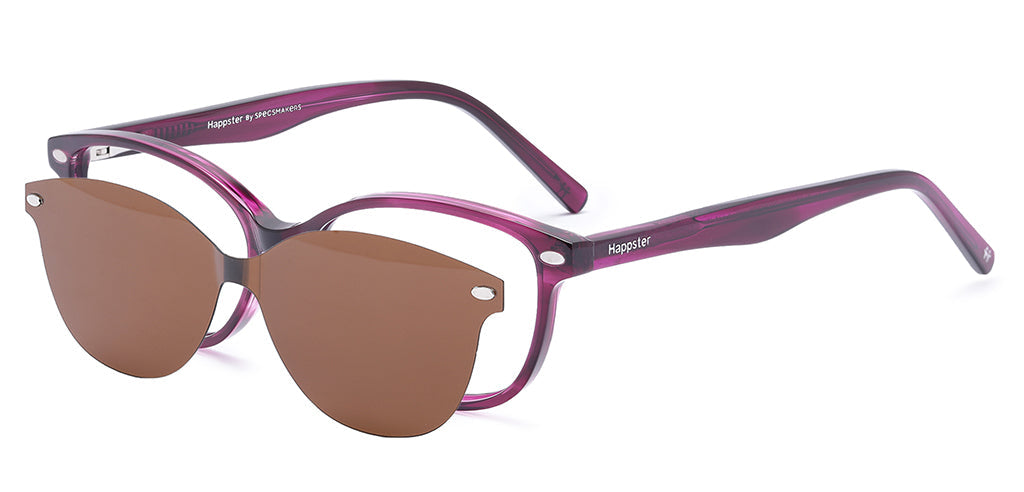 Happster Clipon Women Eyeglasses Full Frame Cateye Medium 50 Acetate SM SW2327