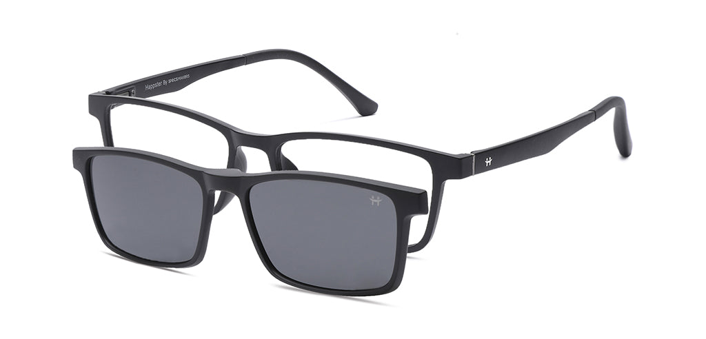 Happster Clipon Unisex Eyeglasses Full Frame Clipon Rectangle Large 53 Ultem SM SE6503