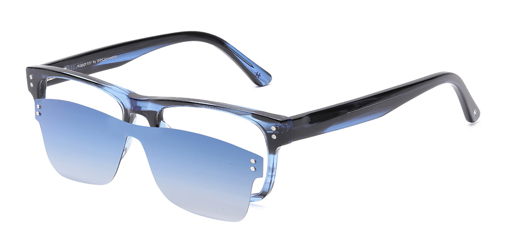 Happster Clipon Unisex Eyeglasses Full Frame Rectangle Large 53 Acetate SM SW2326