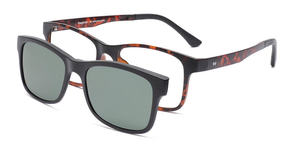 Happster Clipon Unisex Eyeglasses Full_Frame Square Large 52 Ultem SM AMQTJ003