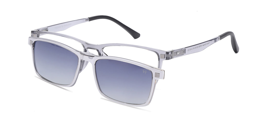 Happster Clipon Unisex Eyeglasses Full Frame Clipon Rectangle Large 53 Ultem SM SE6503