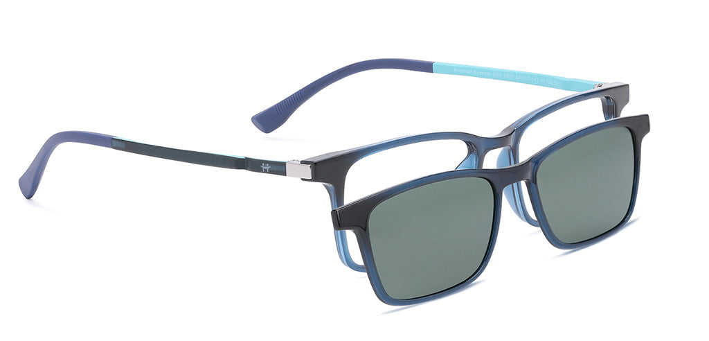 Happster Clipon Unisex Eyeglasses Full Frame Clipon Rectangle Medium 51 Ultem SM WX6501