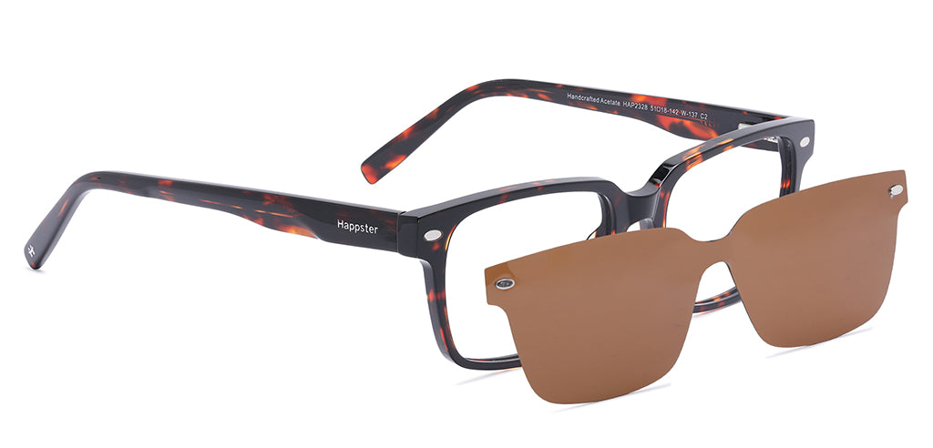 Happster Clipon Unisex Eyeglasses Full Frame Rectangle Medium 51 Acetate SM SW2328