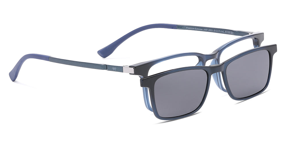 Happster Clipon Unisex Eyeglasses Full Frame Clipon Rectangle Medium 51 Ultem SM WX6501