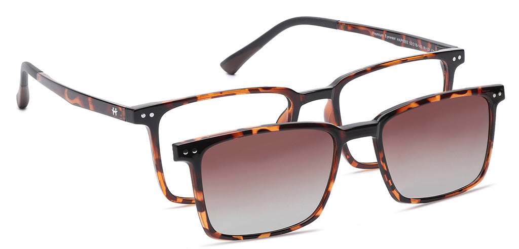 Happster Clipon Unisex Eyeglasses Full Frame Clipon Square Large 52 Ultem SM SE6502