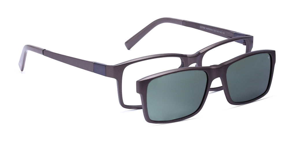 Happster Clipon Unisex Eyeglasses Full Frame Rectangle Medium 52 Ultem SM WX6509