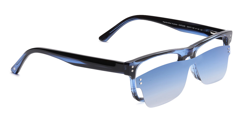 Happster Clipon Unisex Eyeglasses Full Frame Rectangle Large 53 Acetate SM SW2326