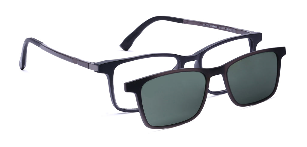 Happster Clipon Unisex Eyeglasses Full Frame Clipon Rectangle Medium 51 Ultem SM WX6501