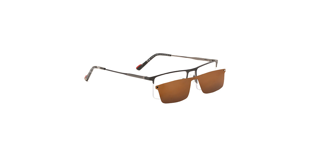 Happster Clipon Unisex Eyeglasses Half_Frame Square Large 53 Metal SM XJ5101