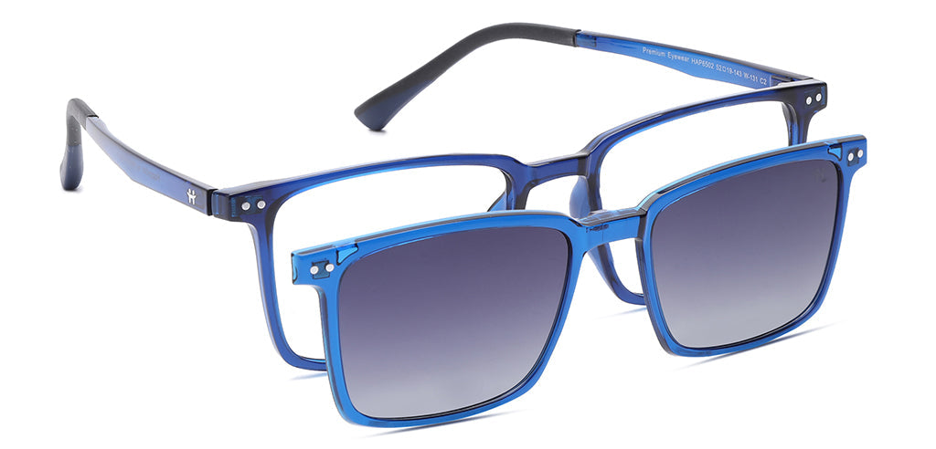Happster Clipon Unisex Eyeglasses Full Frame Clipon Square Large 52 Ultem SM SE6502