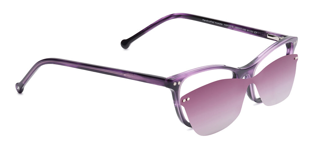 Happster Clipon Women Eyeglasses Full Frame Cateye Medium 50 Acetate SM ANI2319