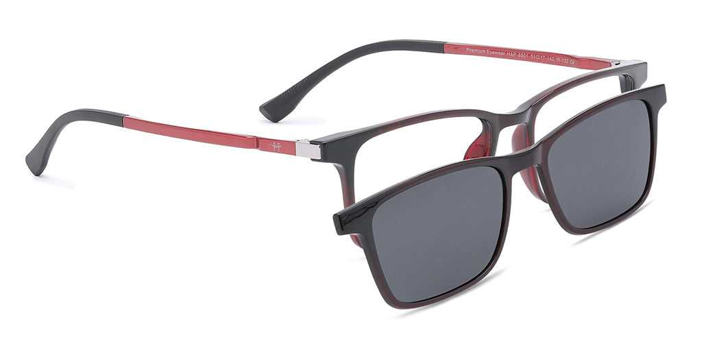 Happster Clipon Unisex Eyeglasses Full Frame Clipon Rectangle Medium 51 Ultem SM WX6501
