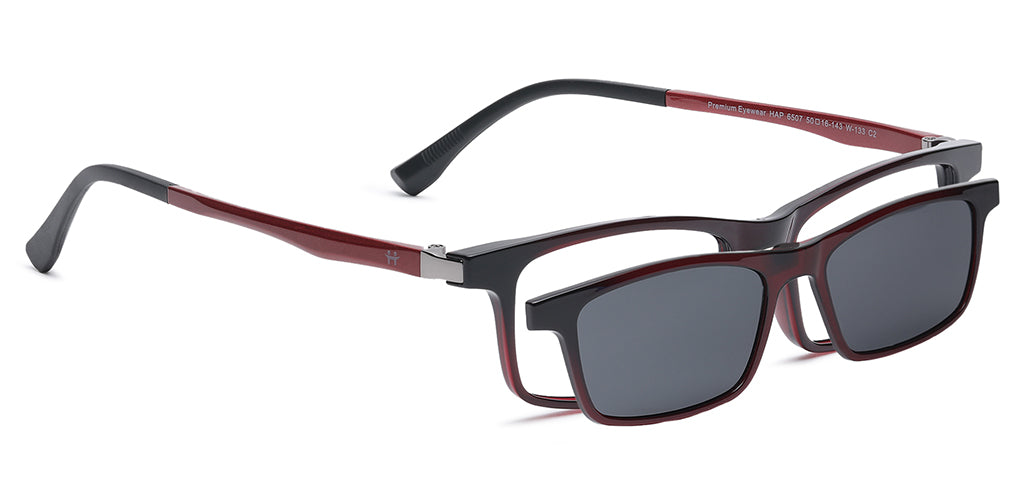Happster Clipon Unisex Eyeglasses Full Frame Rectangle Medium 50 Ultem SM WX6507