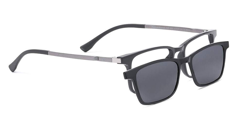 Happster Clipon Unisex Eyeglasses Full Frame Clipon Rectangle Medium 51 Ultem SM WX6501