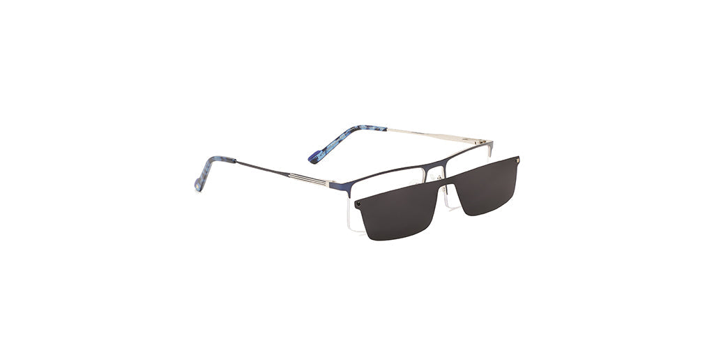 Happster Clipon Unisex Eyeglasses Half_Frame Square Large 53 Metal SM XJ5101