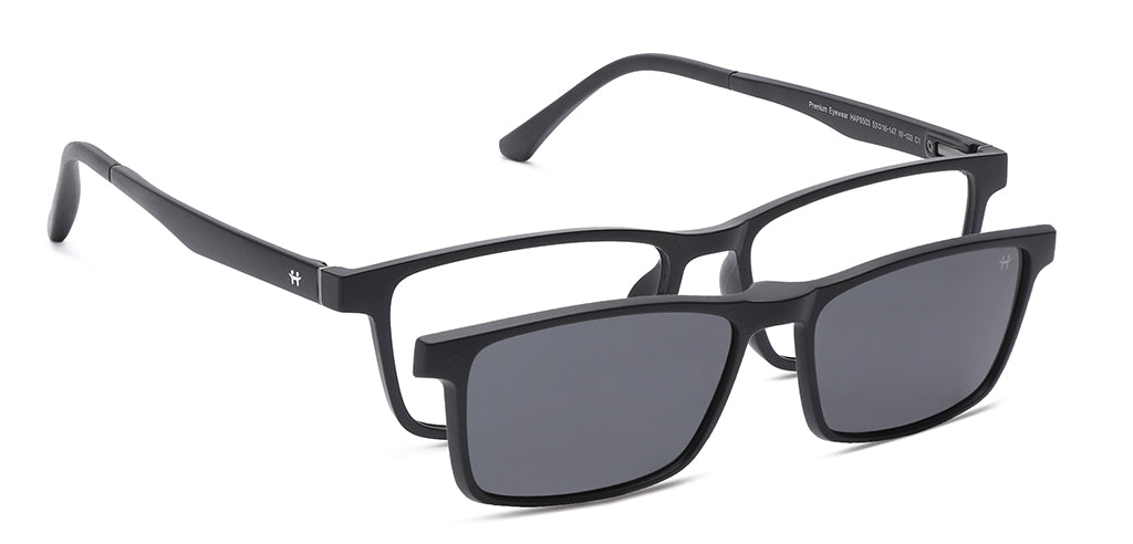 Happster Clipon Unisex Eyeglasses Full Frame Clipon Rectangle Large 53 Ultem SM SE6503