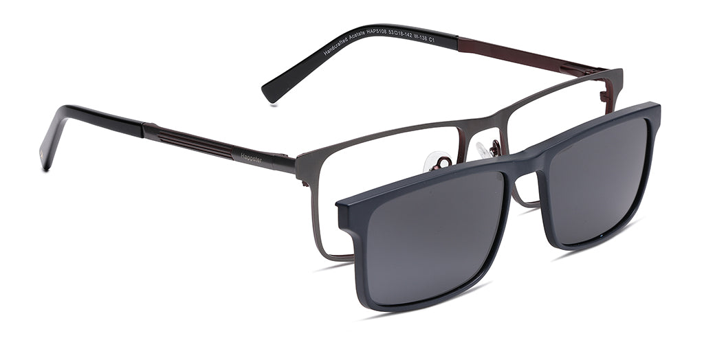 Happster Clipon Unisex Eyeglasses Full Frame Rectangle Large 53 TR90 SM XJ5108