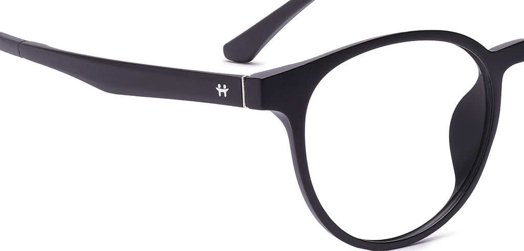 Happster Clipon Unisex Eyeglasses Full Frame Round Medium 49 TR90 SM SE2254 (5 in 1)