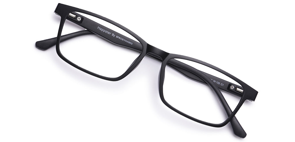 Happster Clipon Unisex Eyeglasses Full Frame Rectangle Large 53 TR90 SM SE2253 (5 in 1)