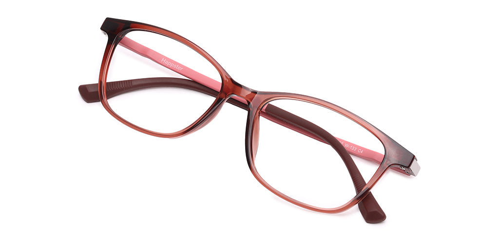 Happster Clipon Women Eyeglasses Full Frame Cateye Large 52 Ultem SM WX6508