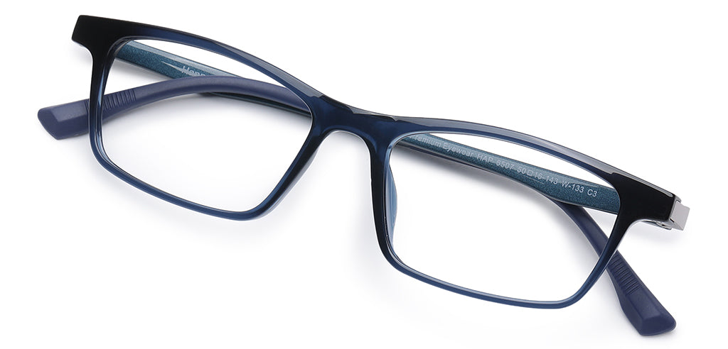Happster Clipon Unisex Eyeglasses Full Frame Rectangle Medium 50 Ultem SM WX6507