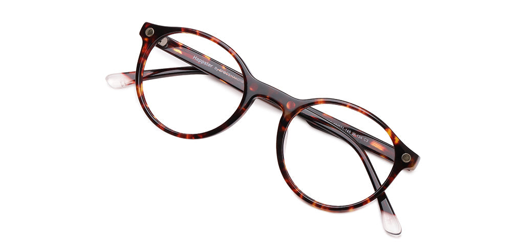 Happster Clipon Unisex Eyeglasses Full Frame Round Small 49 Acetate SM SW2326R
